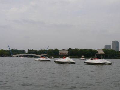 Bateaux sur le lac de Century Park